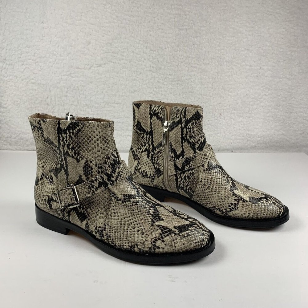 Schutz Samye S20558 Ankle Boot Women 8.5B Couros/Neutros Snake Skin Leather 7946